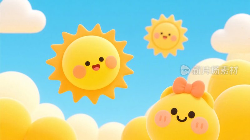 卡通太阳云朵插画
