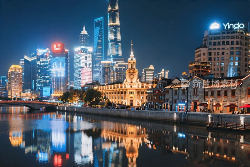 上海夜景城市风光