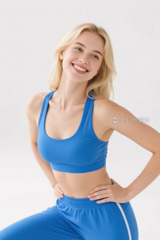 蓝色运动衣女性动作展示