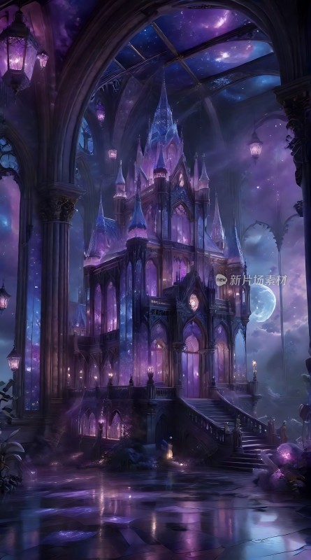 紫色梦幻城堡之夜