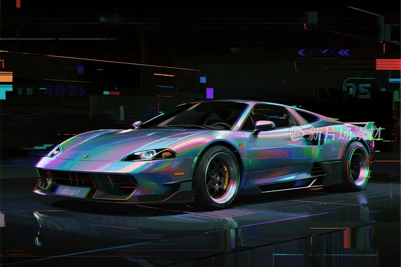 未来霓虹跑车插画
