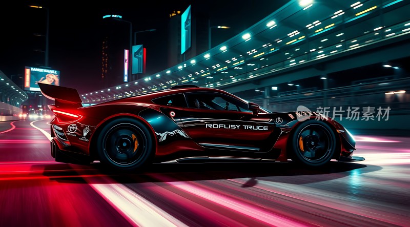 赛道上的红色赛车疾驰而过