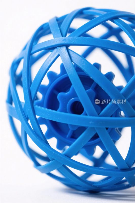 蓝色绳框齿轮球体