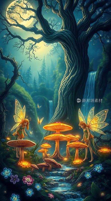 仙子夜游奇幻森林