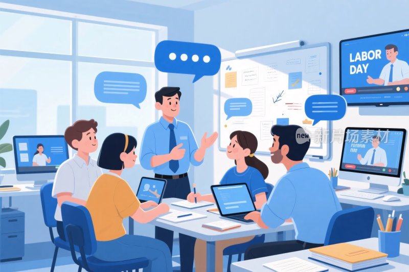 团队办公室协作交流场景