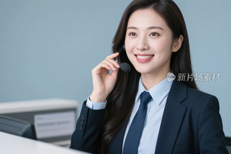 职场女性办公通话图