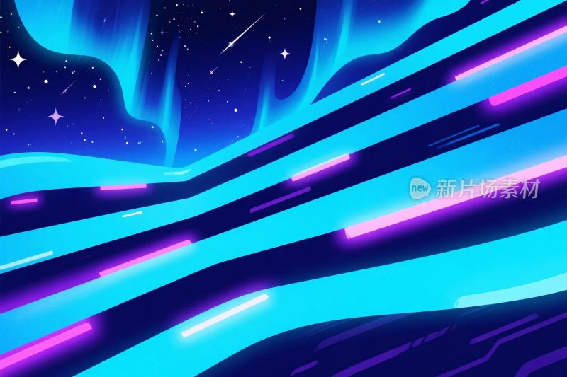 未来科技感霓虹线条插画