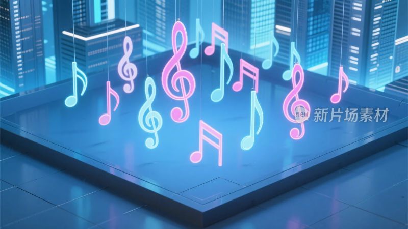 霓虹音乐符号数字插画