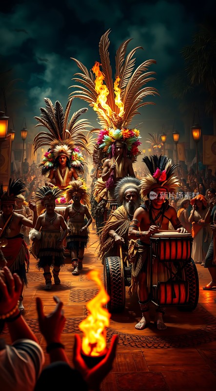 狂欢节上的火舞表演者