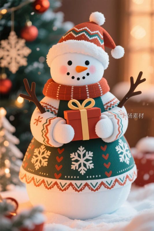 圣诞雪人玩偶插画