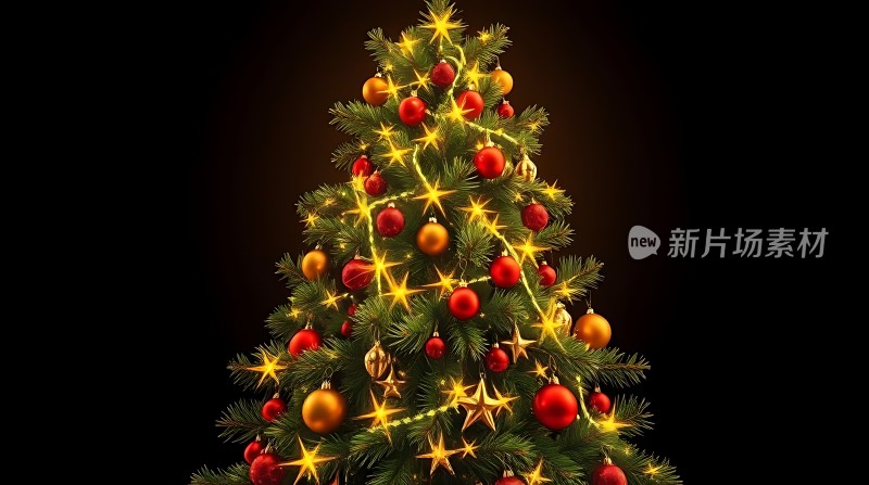 圣诞树上的星星和装饰品