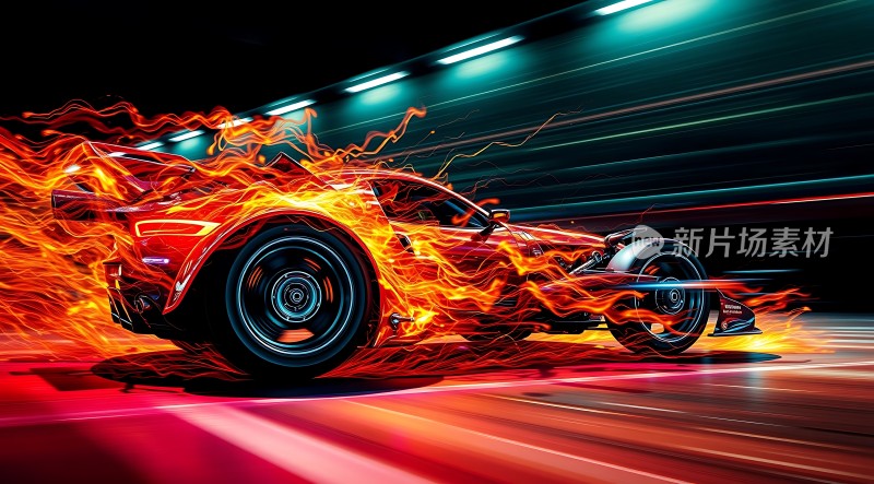 赛车疾驰烈焰燃烧速度与激情的完美结合！