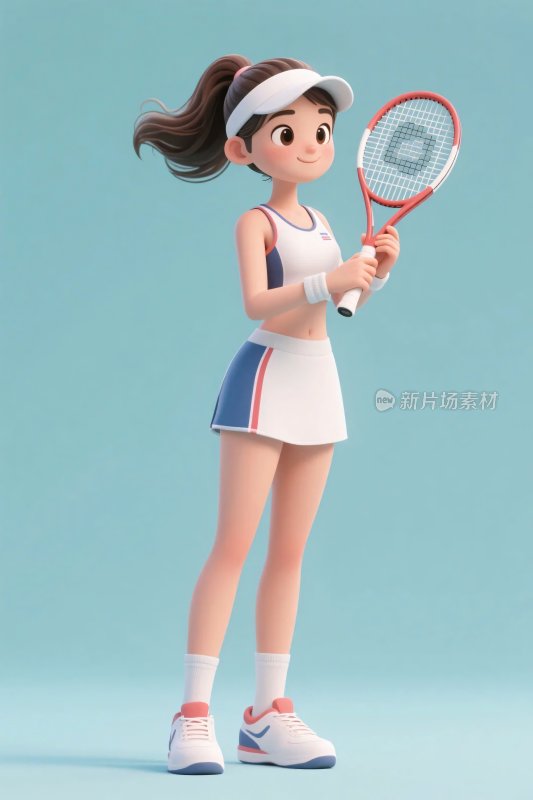 网球卡通女孩形象