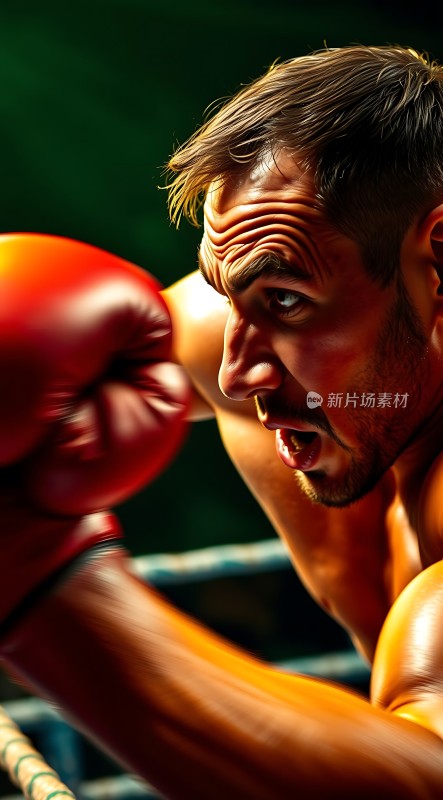 拳击手专注出拳