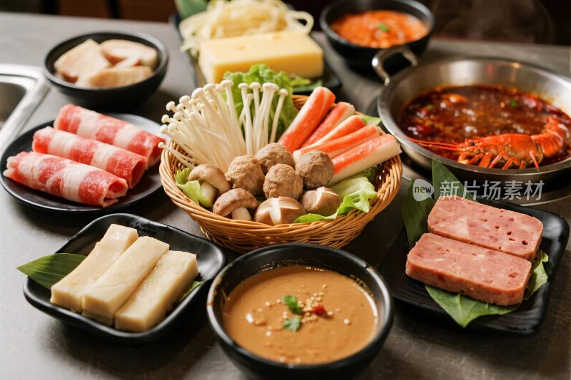 麻辣火锅食材展示