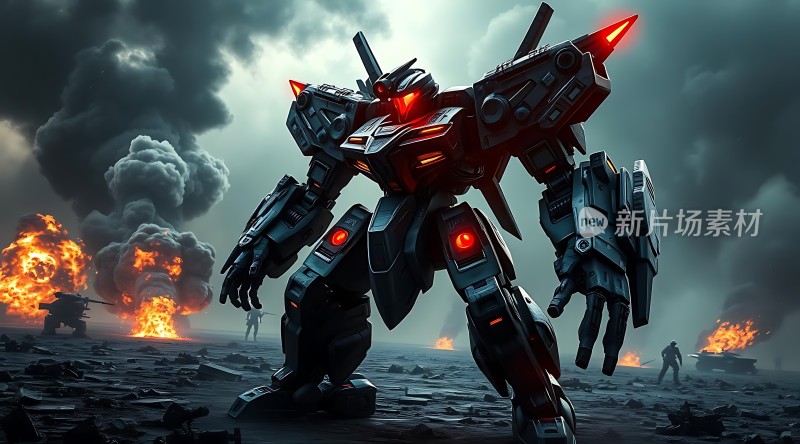 机械巨兽战火中屹立