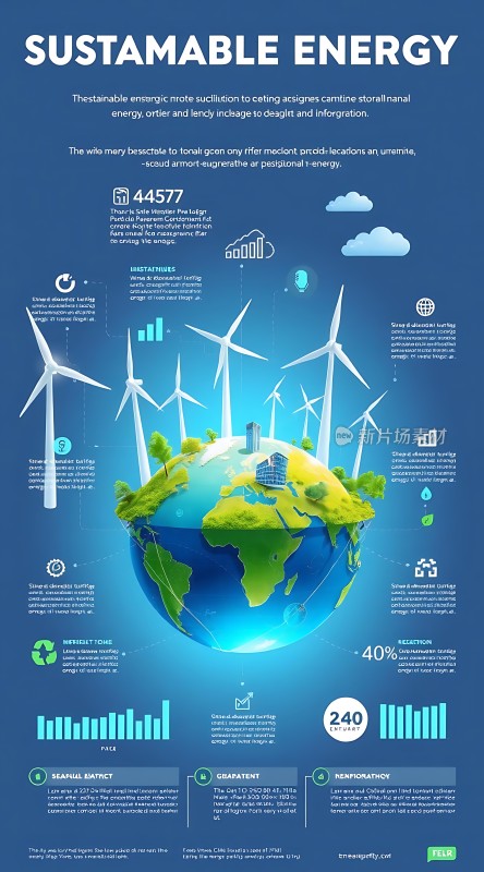 可持续能源绿色地球与风力发电