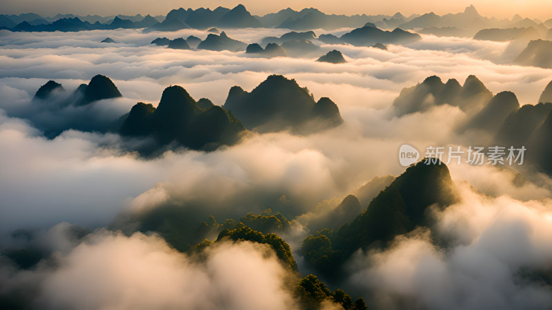 桂林山水照片山峰云海群山云雾缭绕自然风景