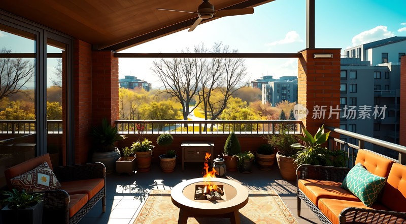 阳光午后温馨阳台休闲时光