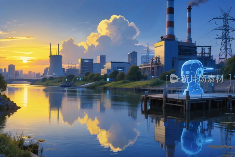 工业黄昏卡通场景