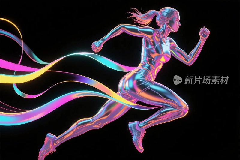 动感人物光效插画