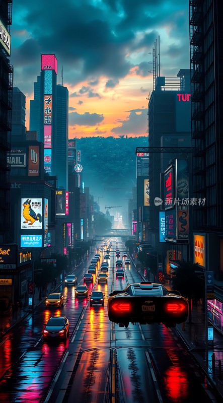 霓虹灯下的未来都市