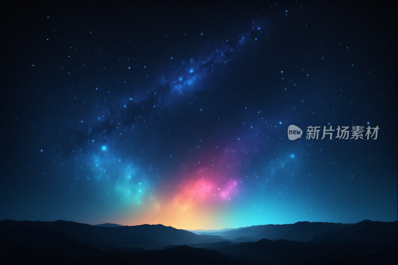 星空夜空色彩缤纷的极光和乳白色背景图片