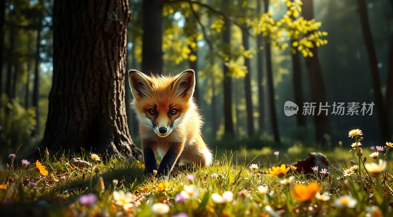 阳光下的森林小狐狸