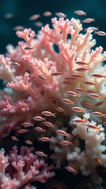 珊瑚丛中小鱼群游
