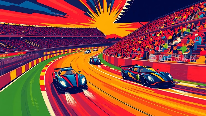 赛道竞速赛车飞驰观众沸腾！