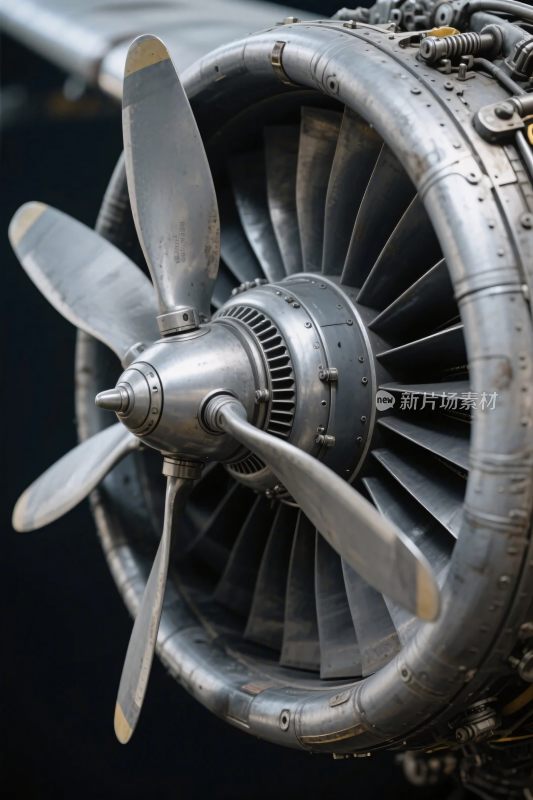飞机引擎涡轮特写