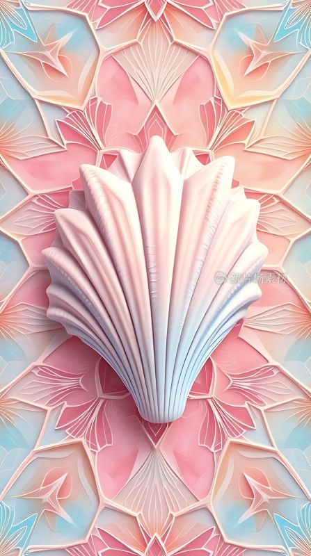 粉蓝渐变贝壳艺术图