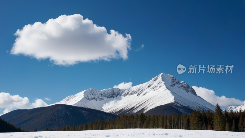 一座被雪覆盖的山风景风光高清图片