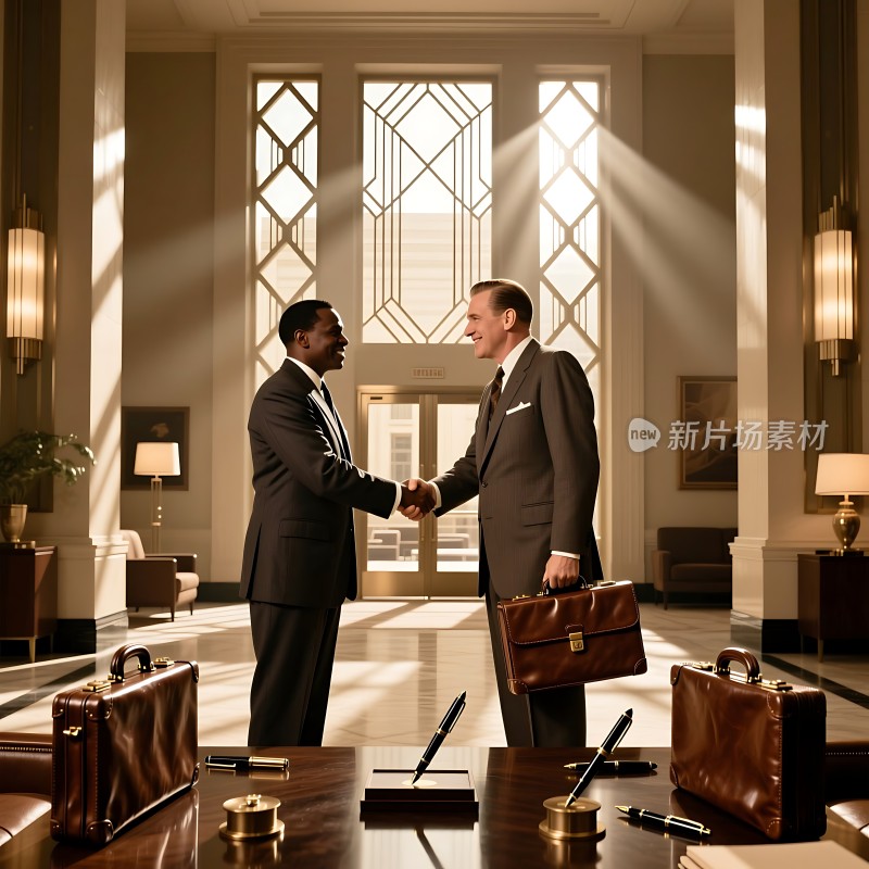 商务握手阳光下的合作瞬间