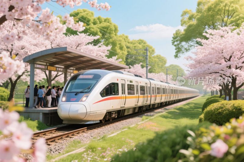 樱花列车风景