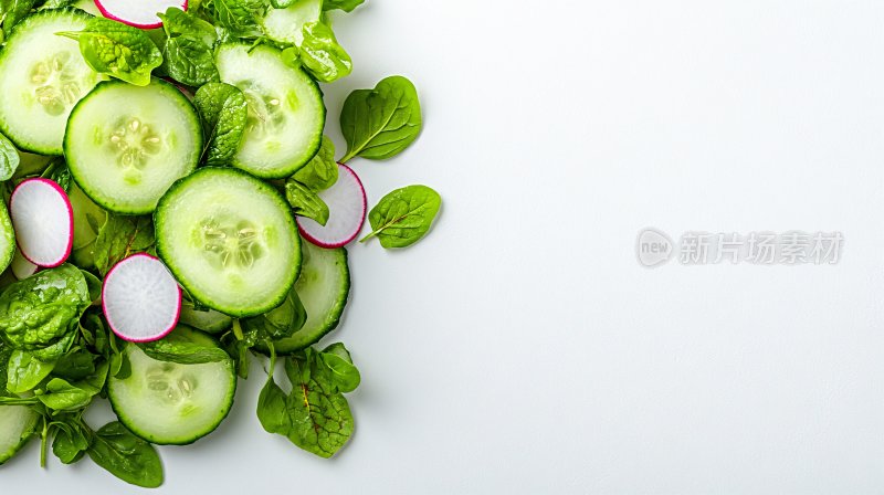 黄瓜萝卜绿叶蔬菜组合图