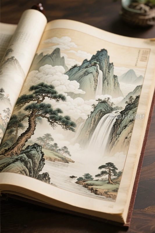 传统山水画册插画