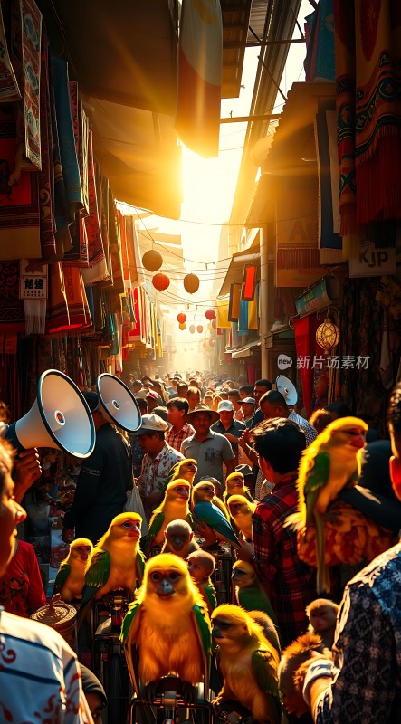 阳光下的集市色彩斑斓与喧嚣生活