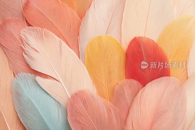 多彩羽毛特写画面
