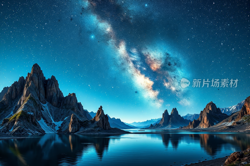 湖光山色乳白色的星空夜空高清风景风光图片