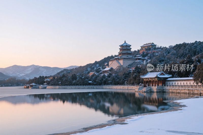 古建筑山水风景图