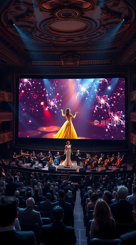 舞台上的华丽演出观众席上专注聆听