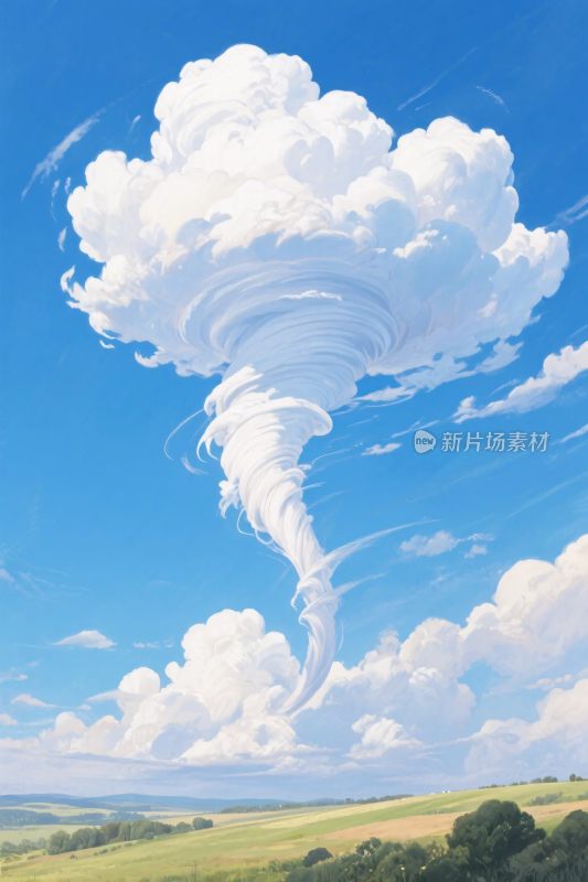 蓝天旋风风景插画