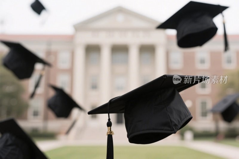 毕业礼帽飞舞校园