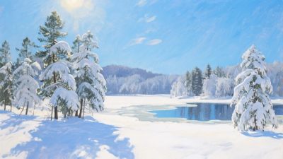 冬日雪景风景画 冬日雪景风景画