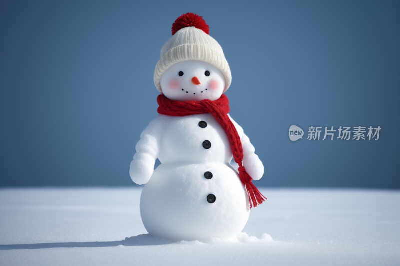 一个雪人站在雪地里高清图片