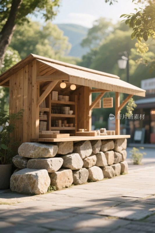 乡村木制售卖摊位