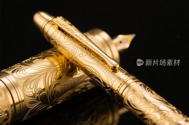 金色钢笔特写