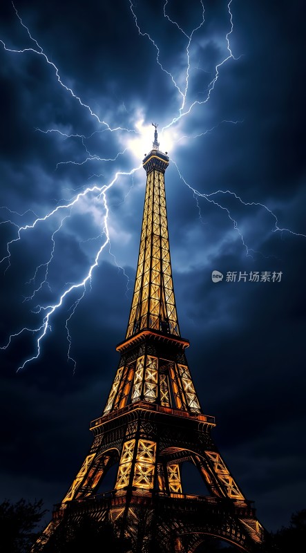 巴黎铁塔闪电之夜