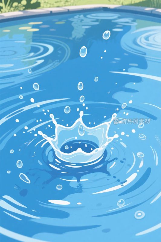 水花溅起的水池插画